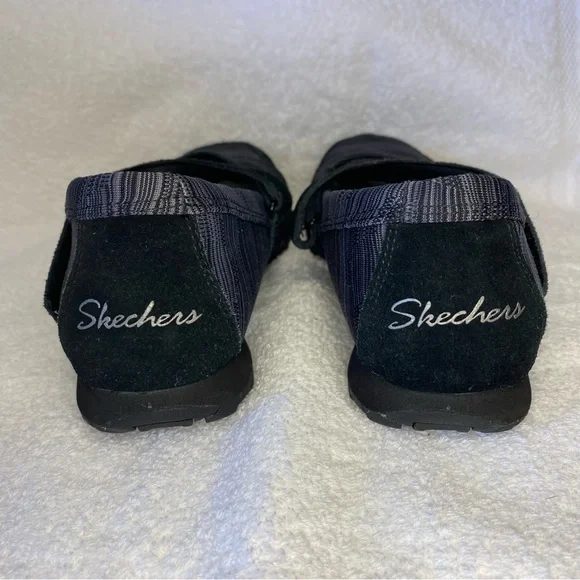 Skechers Bikers Ripples Mary Jane Shoes Womens Size 6 Textured Black 49343 EUC - Picture 7 of 13
